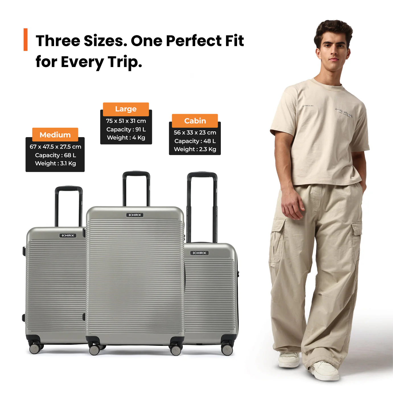 HRX by Hrithik Roshan Small Cabin Suitcase (56 cm) 8 Wheels - Grit - Image 84
