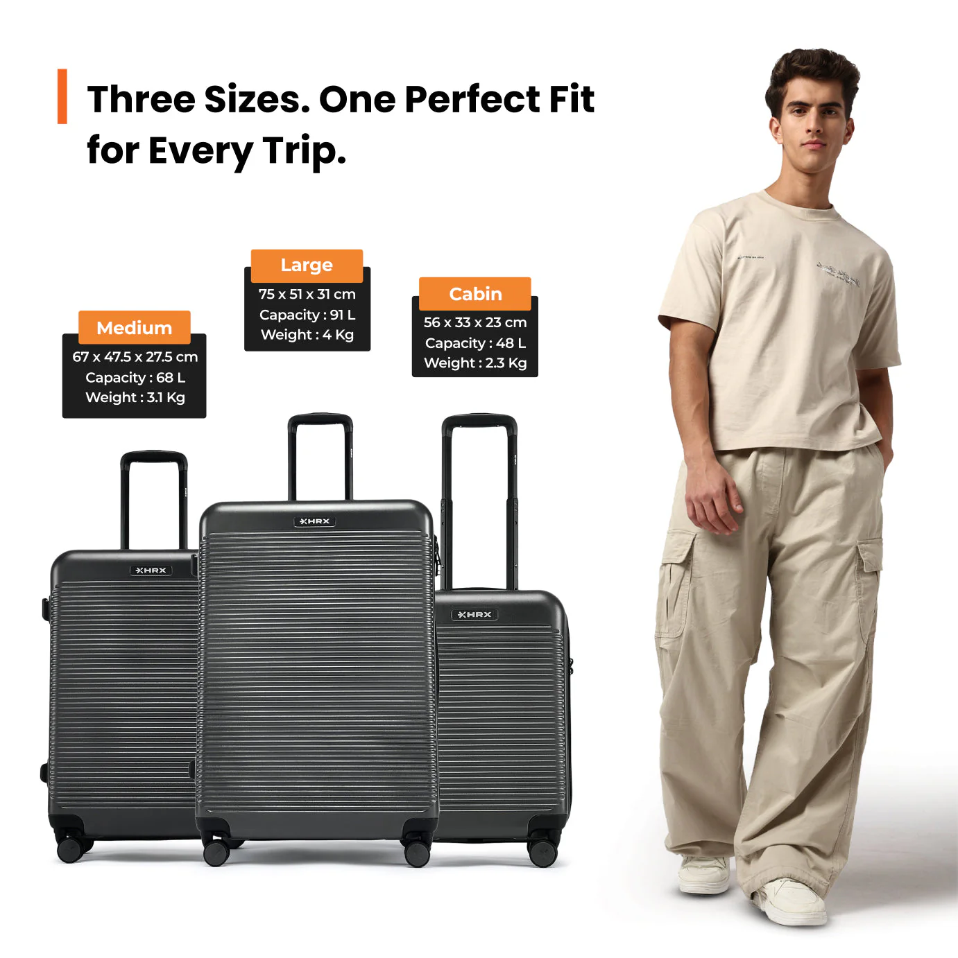 HRX by Hrithik Roshan Small Cabin Suitcase (56 cm) 8 Wheels - Grit - Image 94