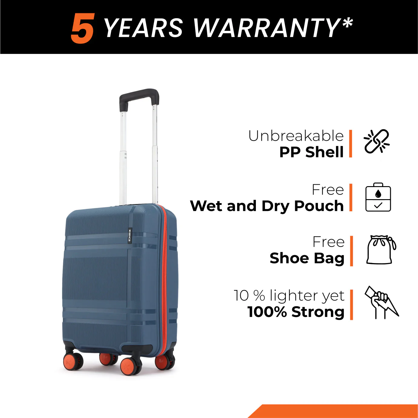 HRX Helium Small Cabin Suitcase (56 cm) 8 Wheels - by Hrithik Roshan - Image 42