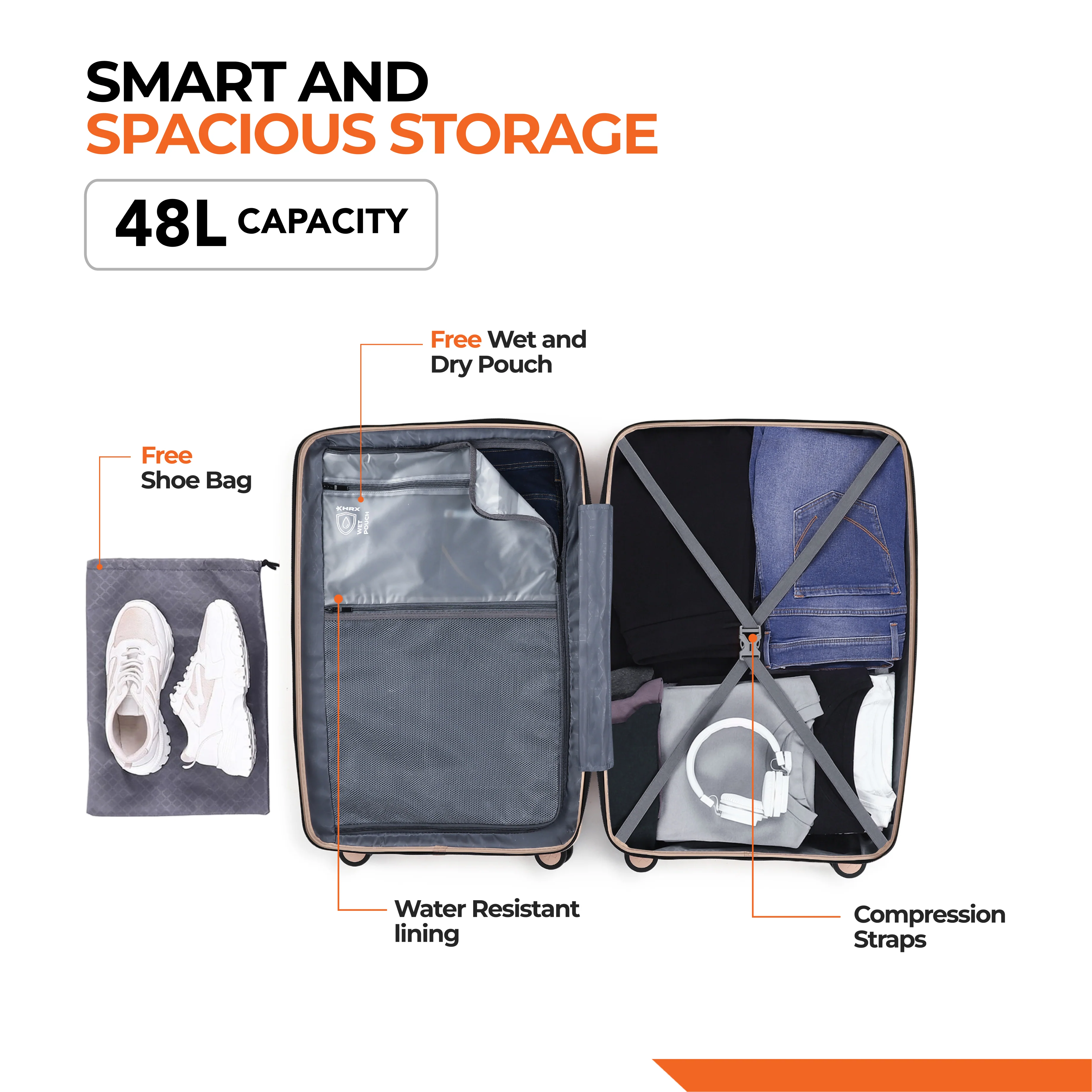HRX by Hrithik Roshan Small Cabin Suitcase (56 cm) 8 Wheels - Kyoto - Image 105