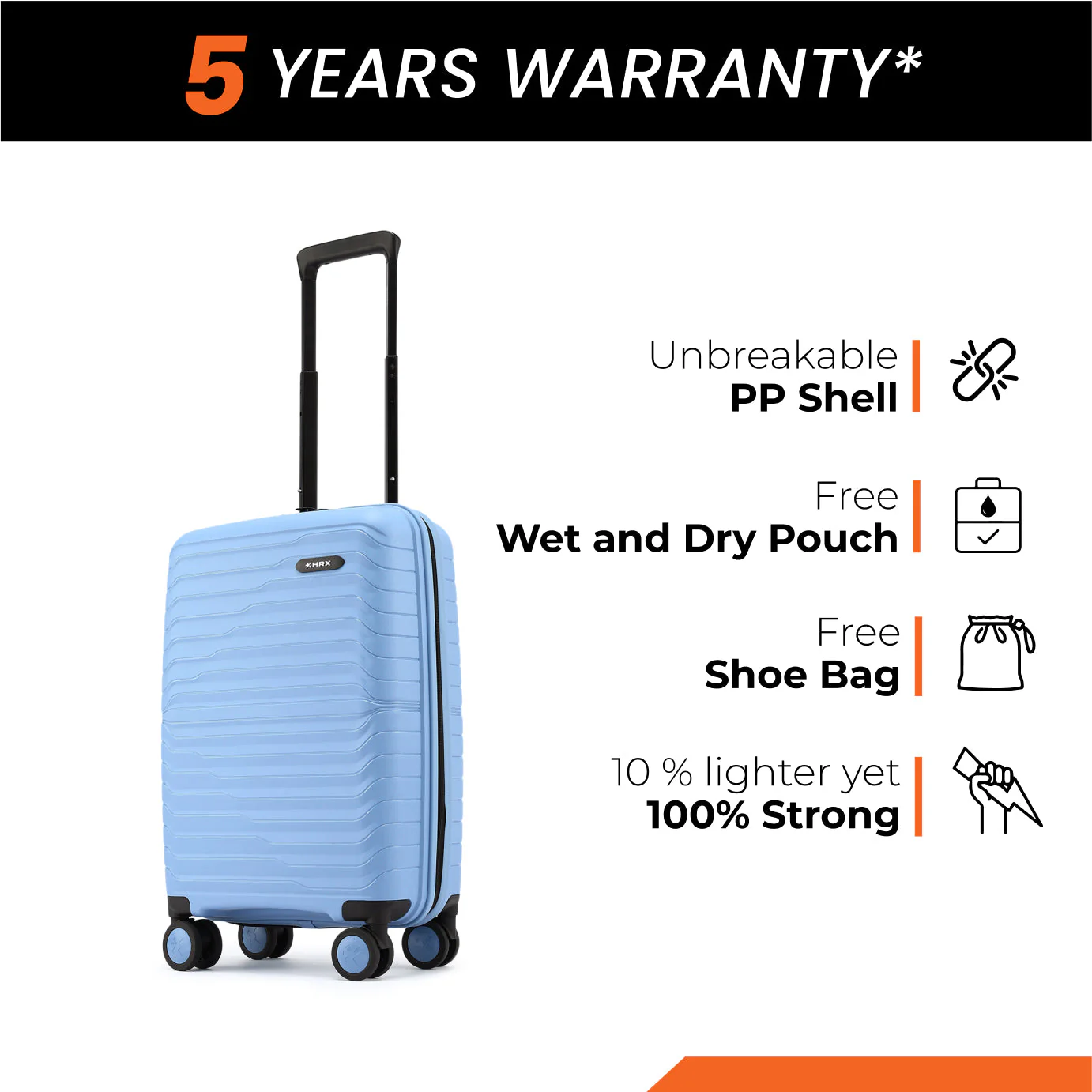 HRX by Hrithik Roshan Small Cabin Suitcase (56 cm) 8 Wheels - Kyoto - Image 56