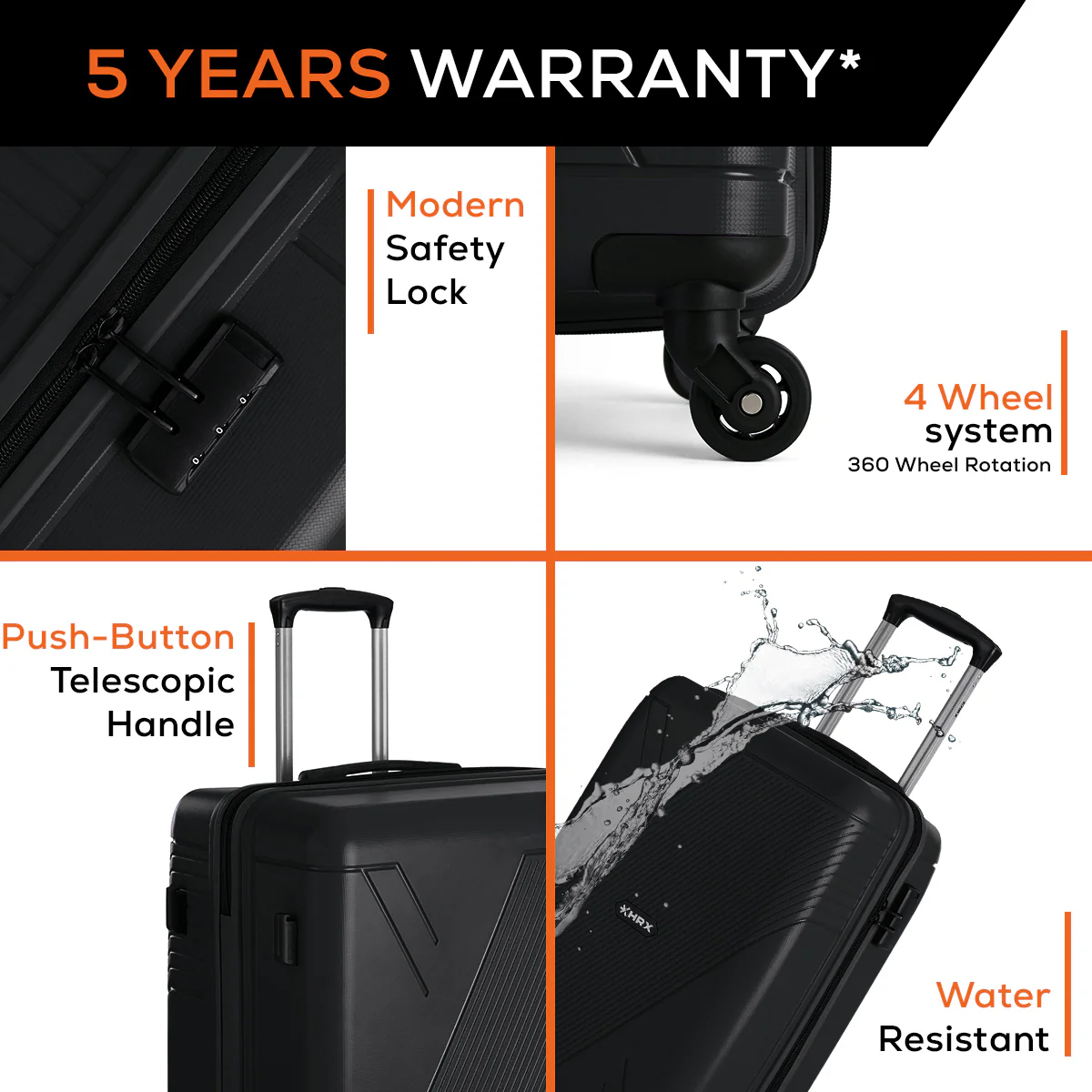 HRX Icon Polypropylene Cabin Suitcase (57 cm | 4 Wheels) - Image 10