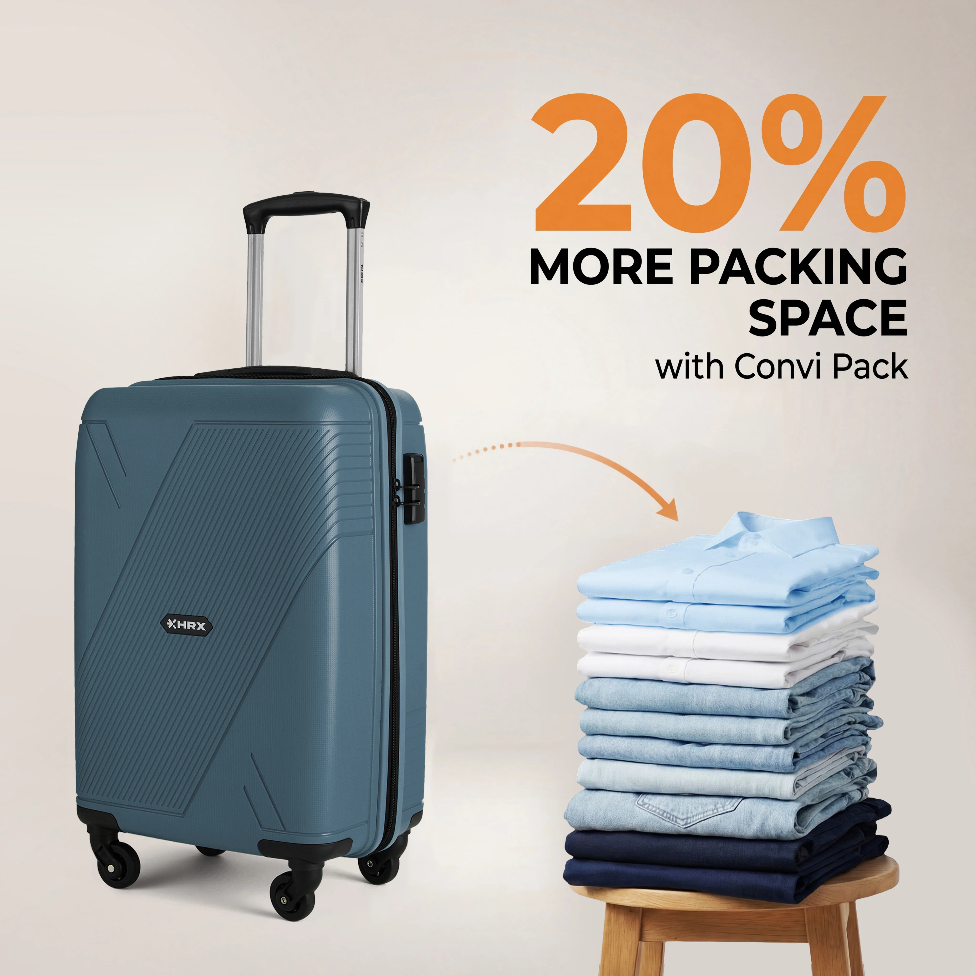HRX Icon Polypropylene Cabin Suitcase (57 cm | 4 Wheels) - Image 17