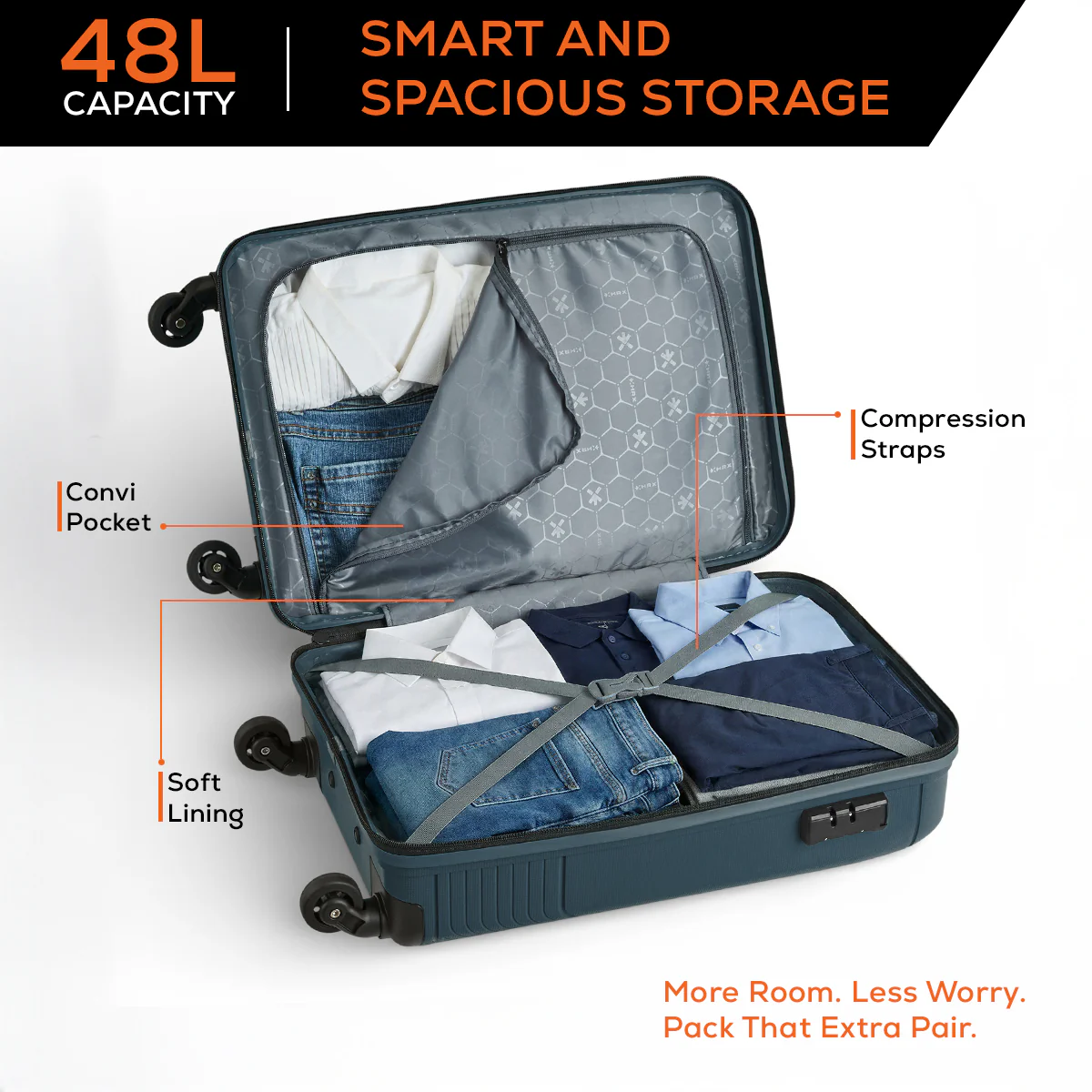 HRX Icon Polypropylene Cabin Suitcase (57 cm | 4 Wheels) - Image 18