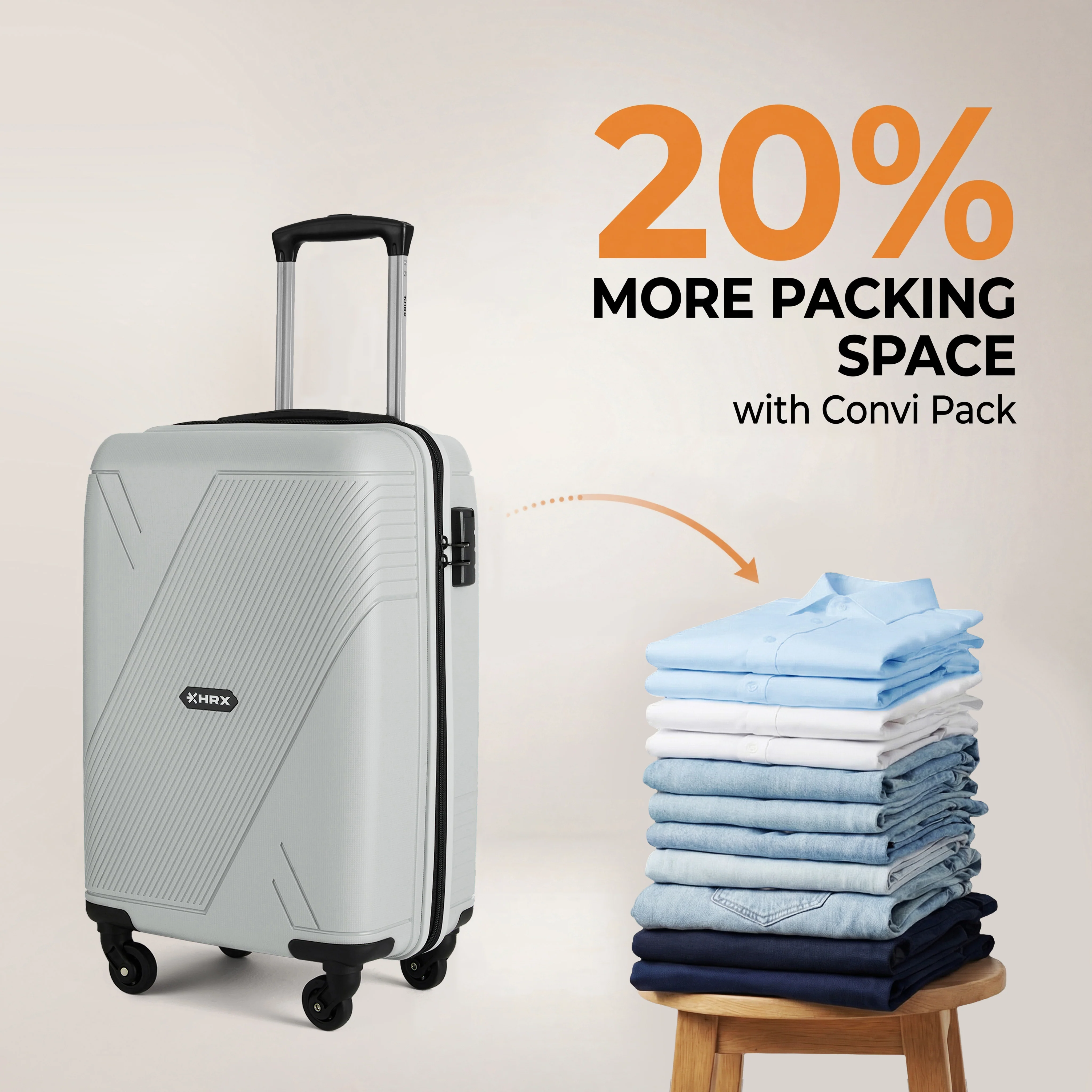 HRX Icon Polypropylene Cabin Suitcase (57 cm | 4 Wheels) - Image 28