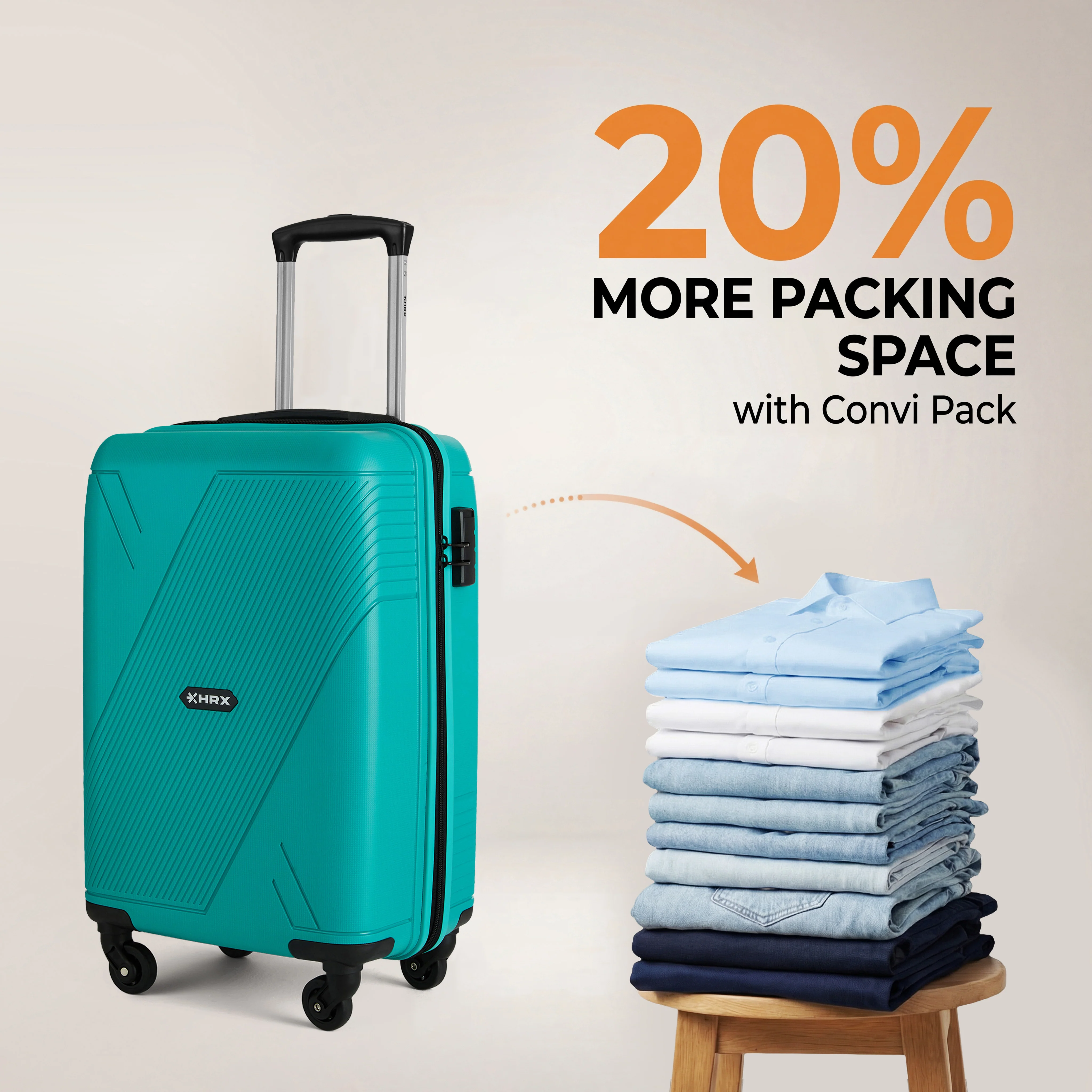 HRX Icon Polypropylene Cabin Suitcase (57 cm | 4 Wheels) - Image 39
