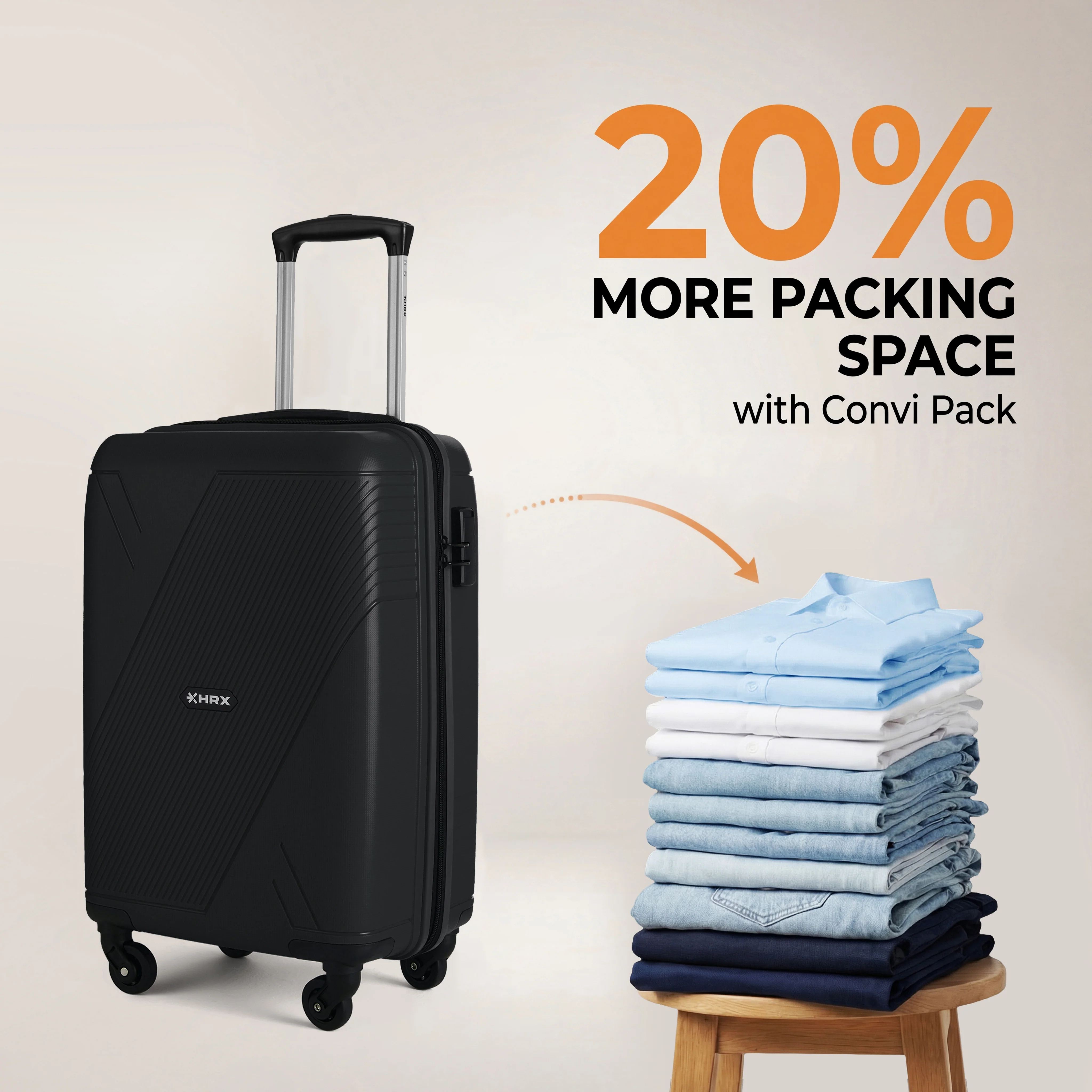 HRX Icon Polypropylene Cabin Suitcase (57 cm | 4 Wheels) - Image 7