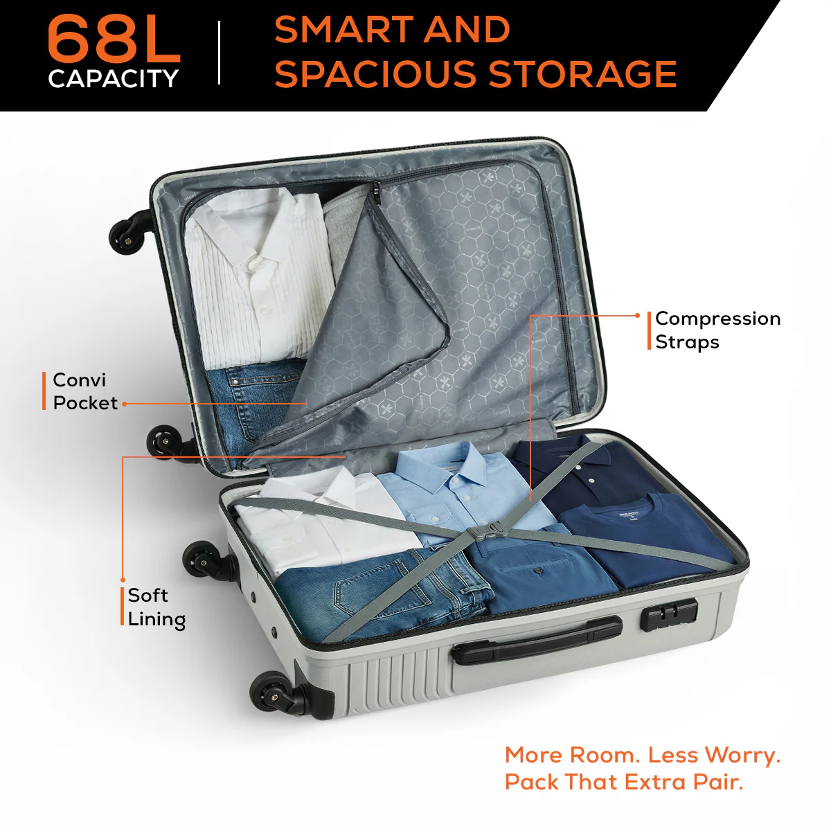 HRX Icon Polypropylene Hard Body Set of 2 Luggage 4 Wheels (Small 57cm | Medium 67cm) - Image 29
