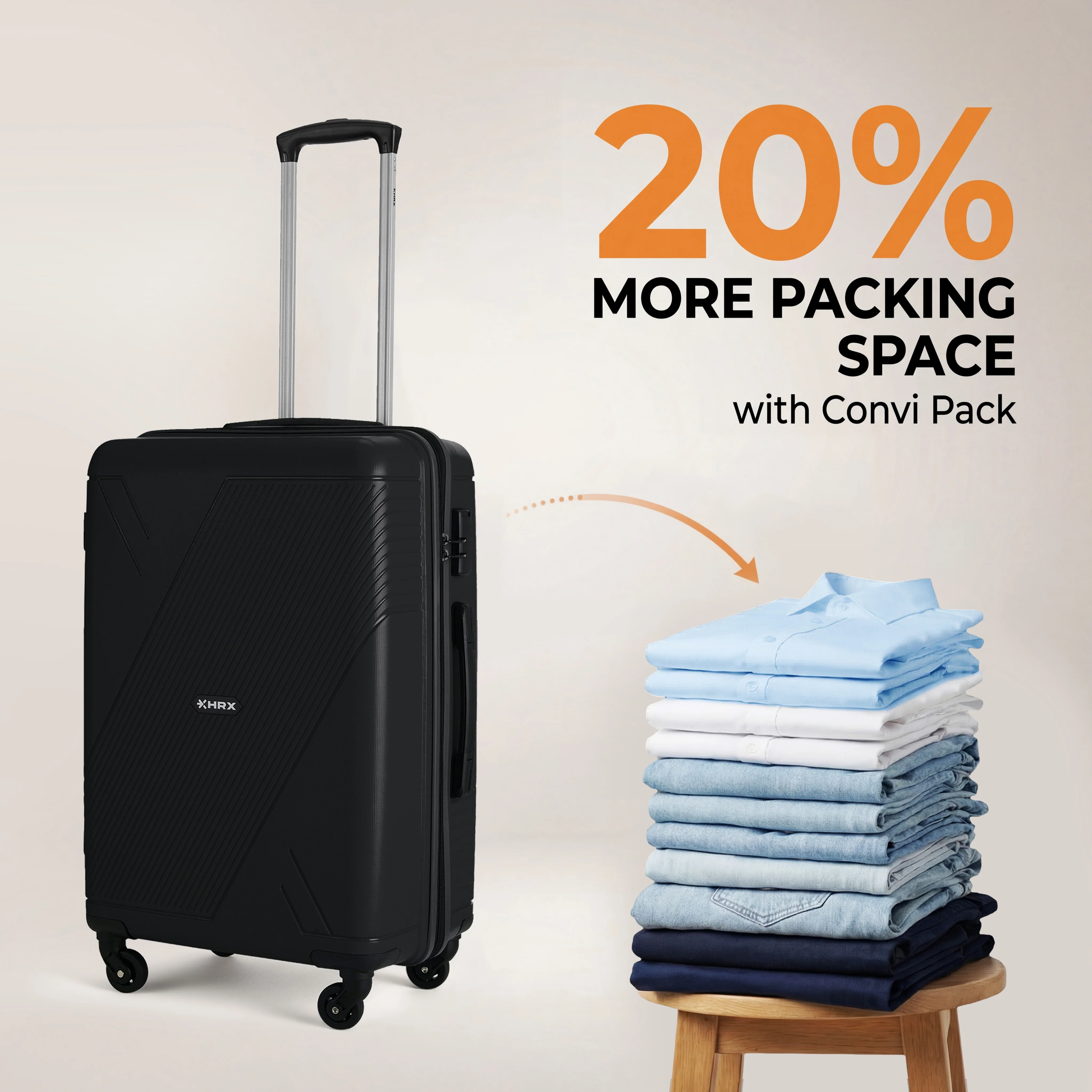 HRX Icon Polypropylene Hard Body Set of 2 Luggage 4 Wheels (Small 57cm | Medium 67cm) - Image 6