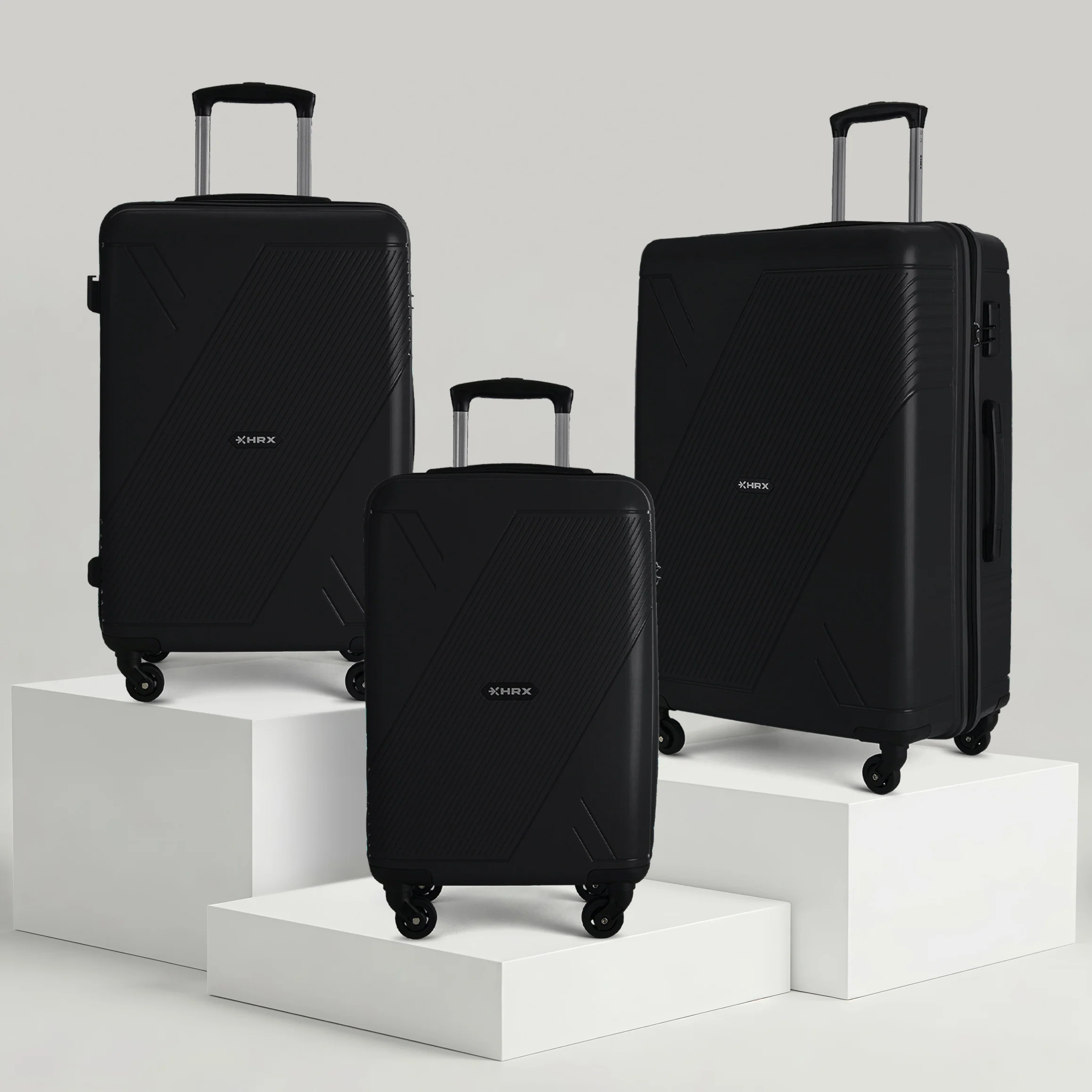 HRX Icon Polypropylene Hard Body Set of 3 Luggage 4 Wheels (Small 57cm | Medium 67cm | Large 76cm)