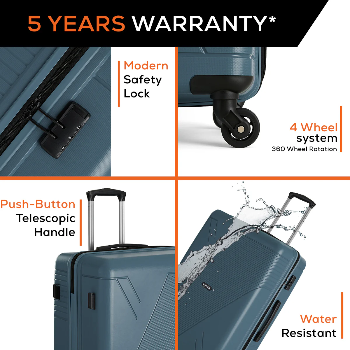 HRX Icon Polypropylene Hard Body Set of 3 Luggage 4 Wheels (Small 57cm | Medium 67cm | Large 76cm) - Image 20