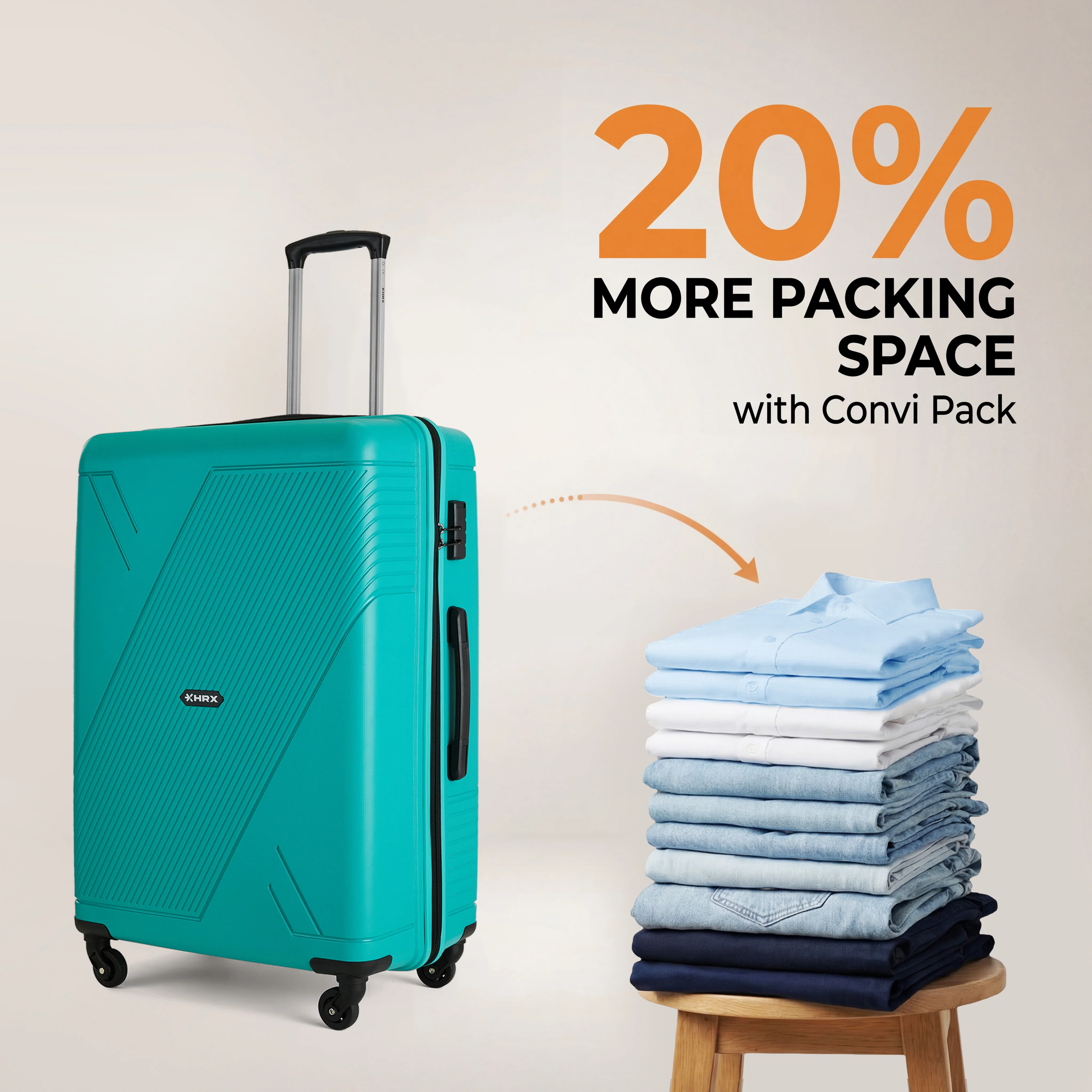 HRX Icon Polypropylene Hard Body Set of 3 Luggage 4 Wheels (Small 57cm | Medium 67cm | Large 76cm) - Image 39