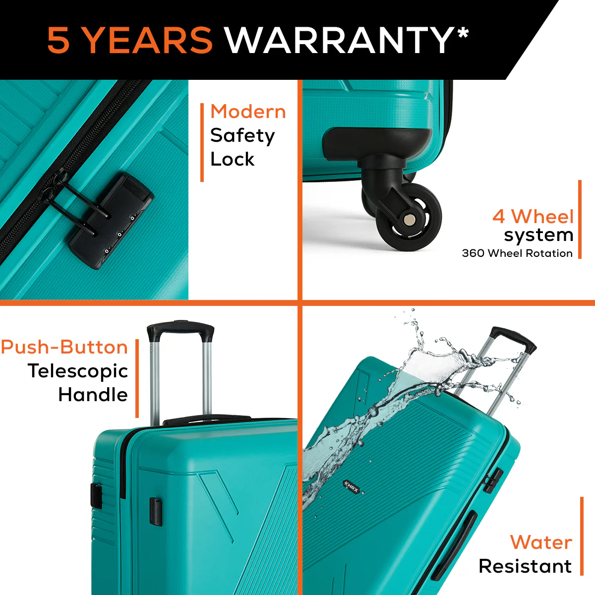 HRX Icon Polypropylene Hard Body Set of 3 Luggage 4 Wheels (Small 57cm | Medium 67cm | Large 76cm) - Image 42