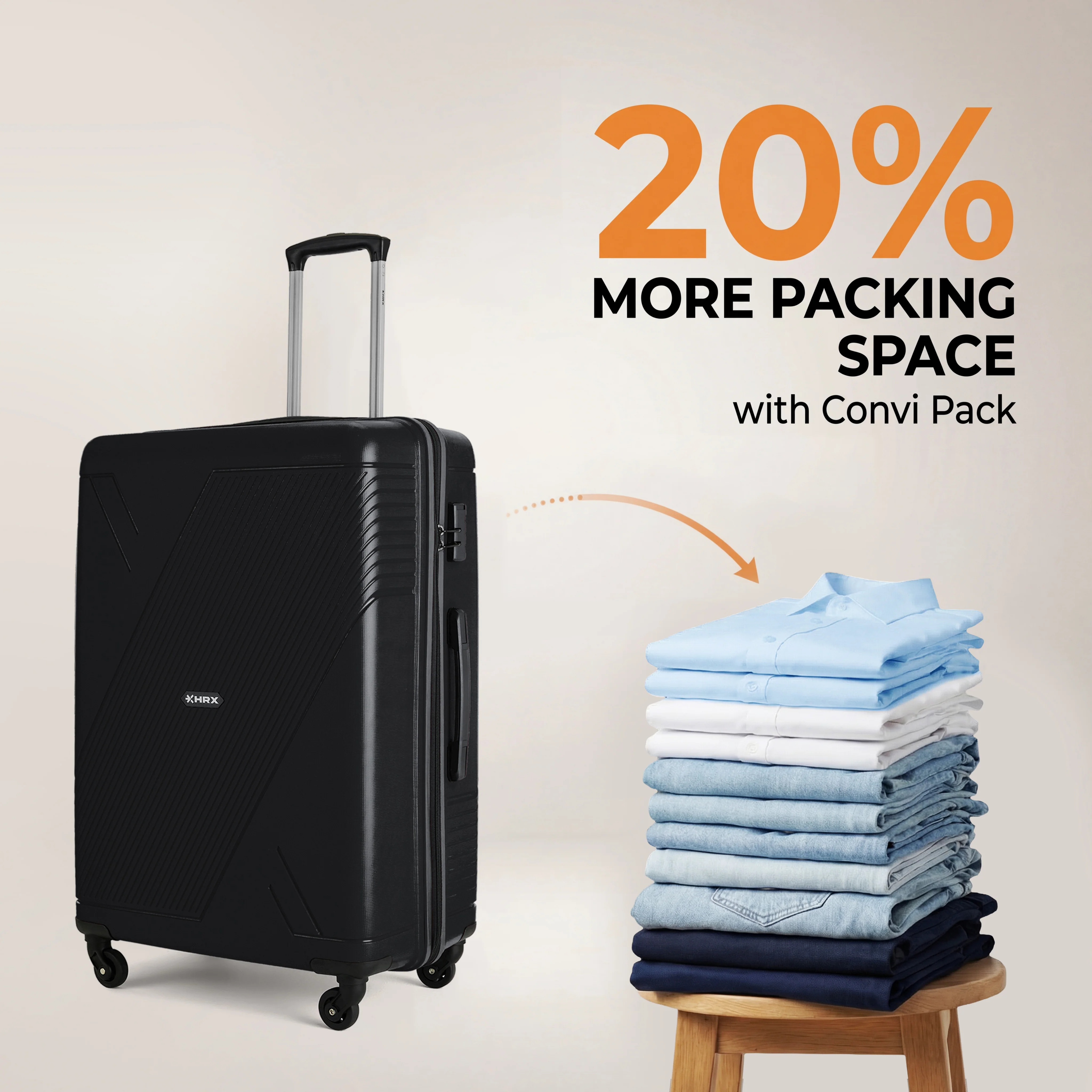 HRX Icon Polypropylene Hard Body Set of 3 Luggage 4 Wheels (Small 57cm | Medium 67cm | Large 76cm) - Image 6