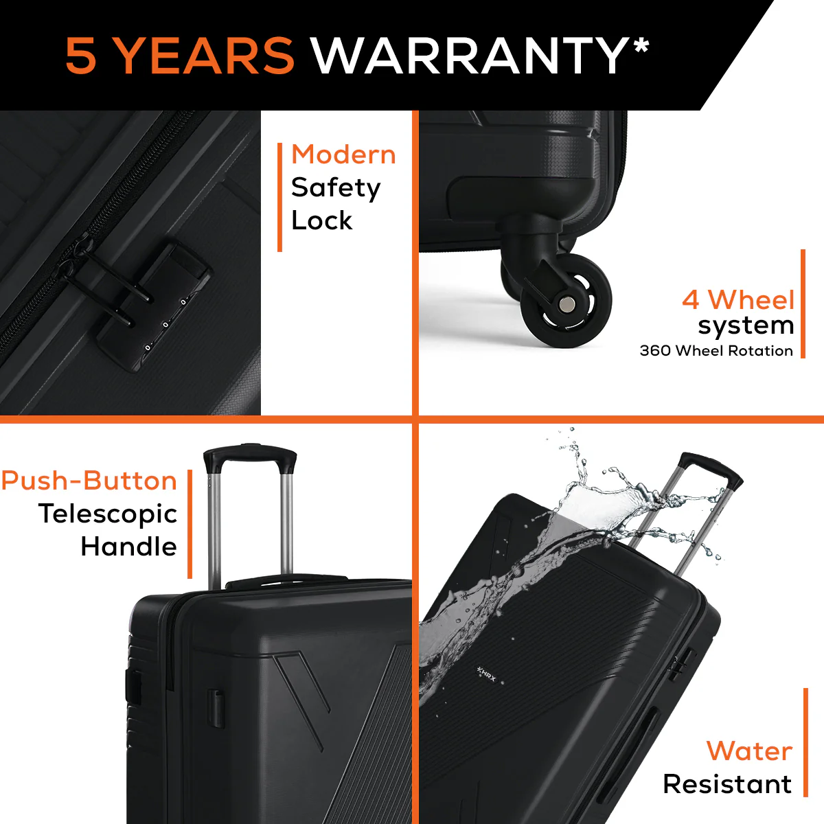 HRX Icon Polypropylene Hard Body Set of 3 Luggage 4 Wheels (Small 57cm | Medium 67cm | Large 76cm) - Image 9