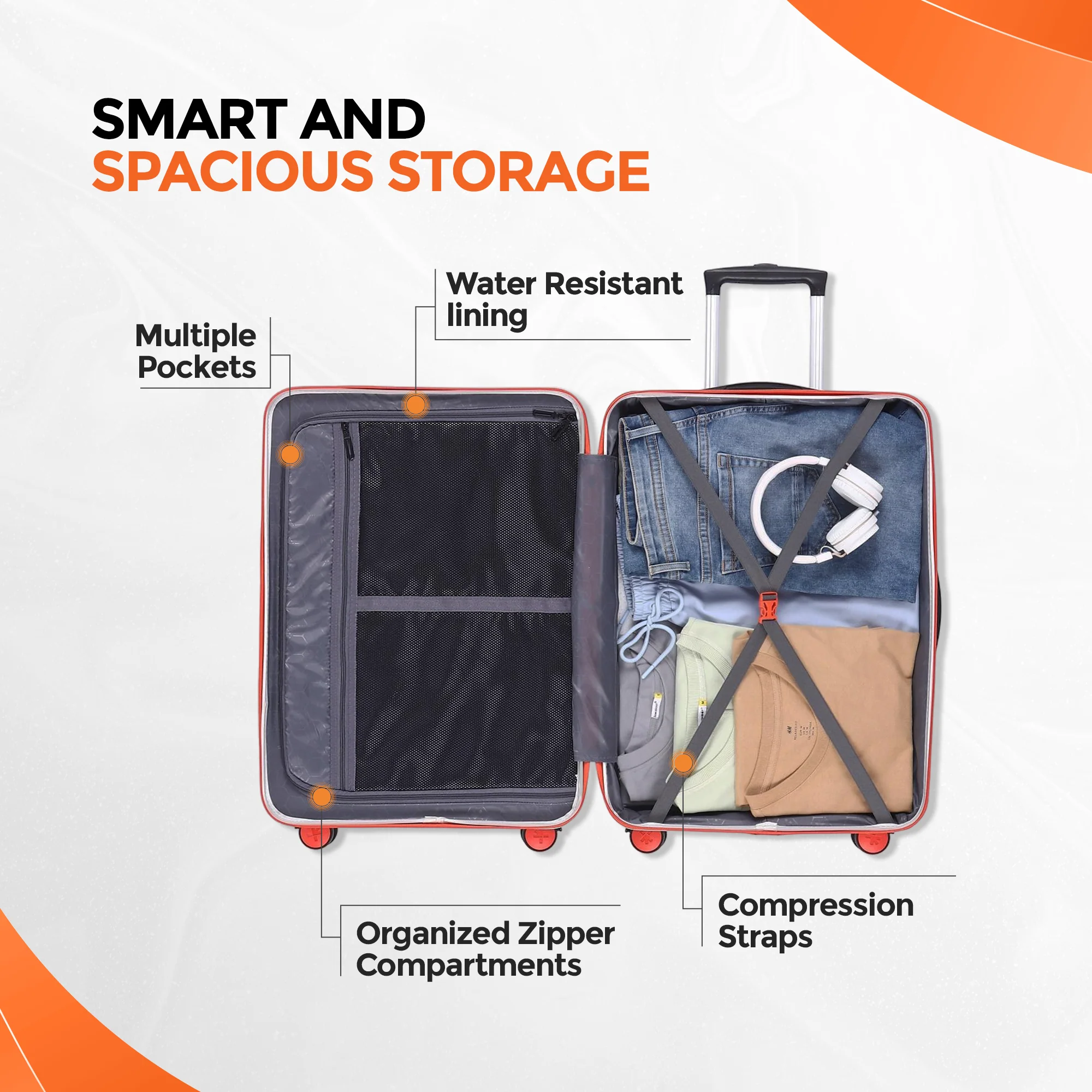 HRX by Hrithik Roshan Hard Body Set of 3 Luggage 8 Wheels - Madrid - Image 8