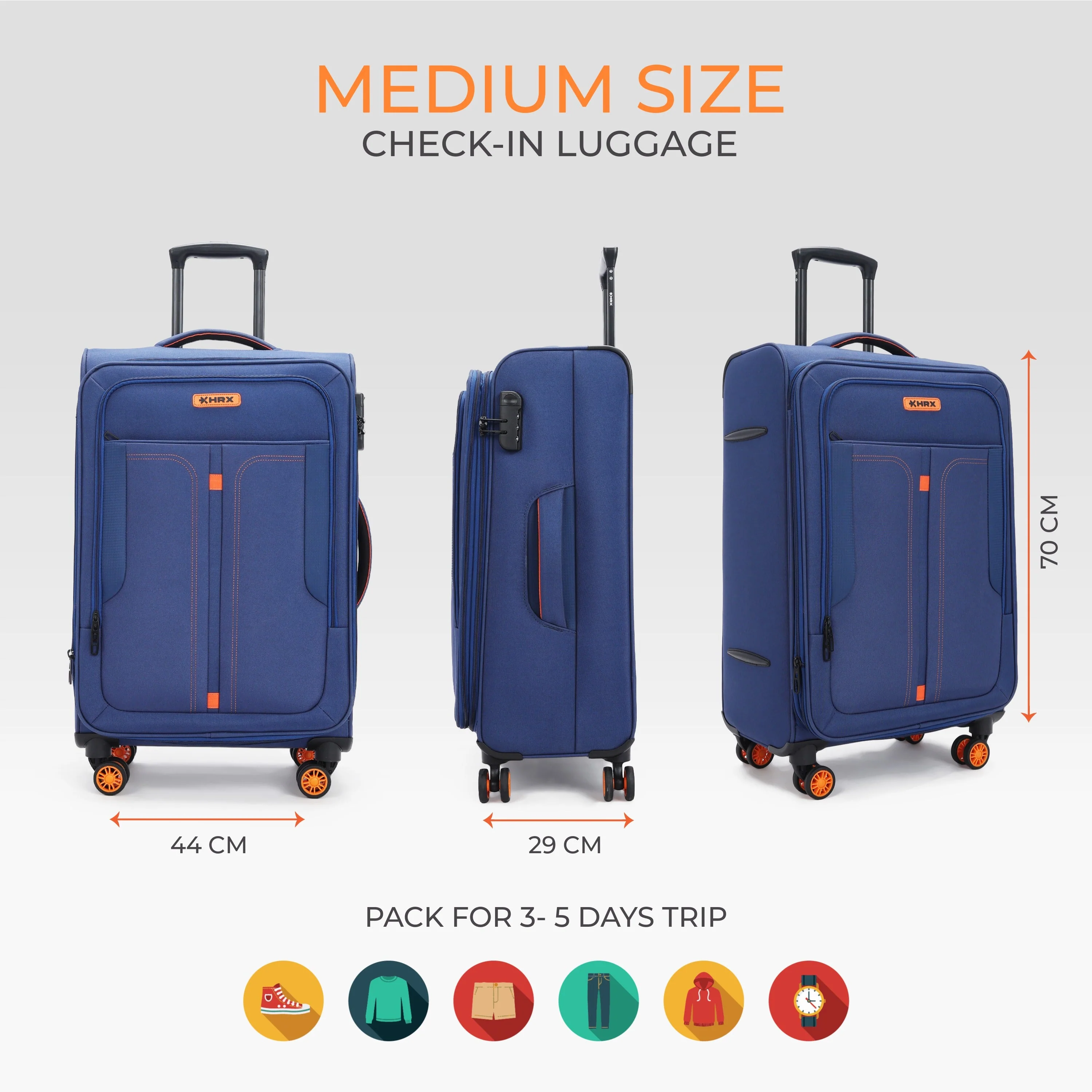 HRX Overdrive Spinner Trolley- Soft Body Luggage - Image 100