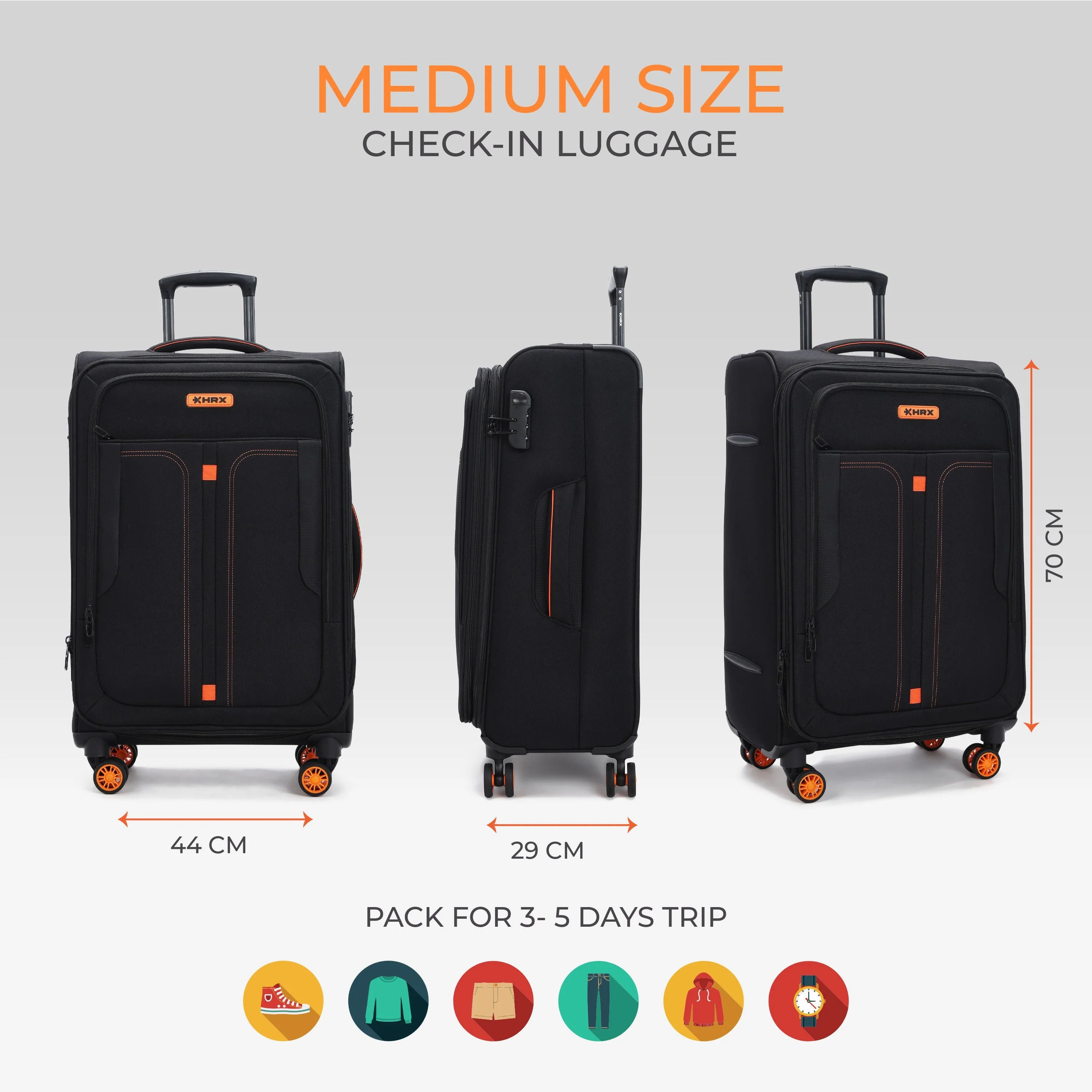 HRX Overdrive Spinner Trolley- Soft Body Luggage - Image 41
