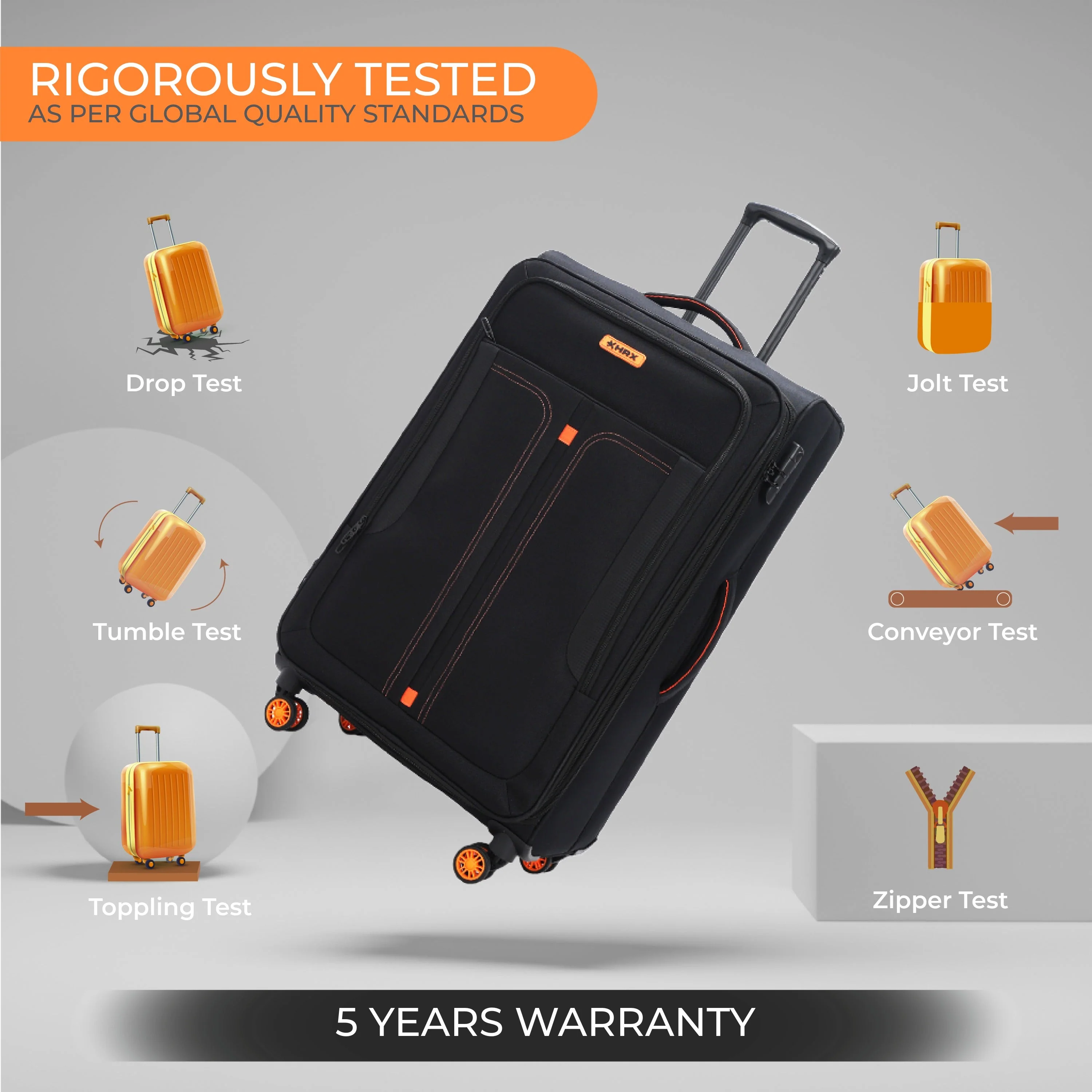 HRX Overdrive Spinner Trolley- Soft Body Luggage - Image 55