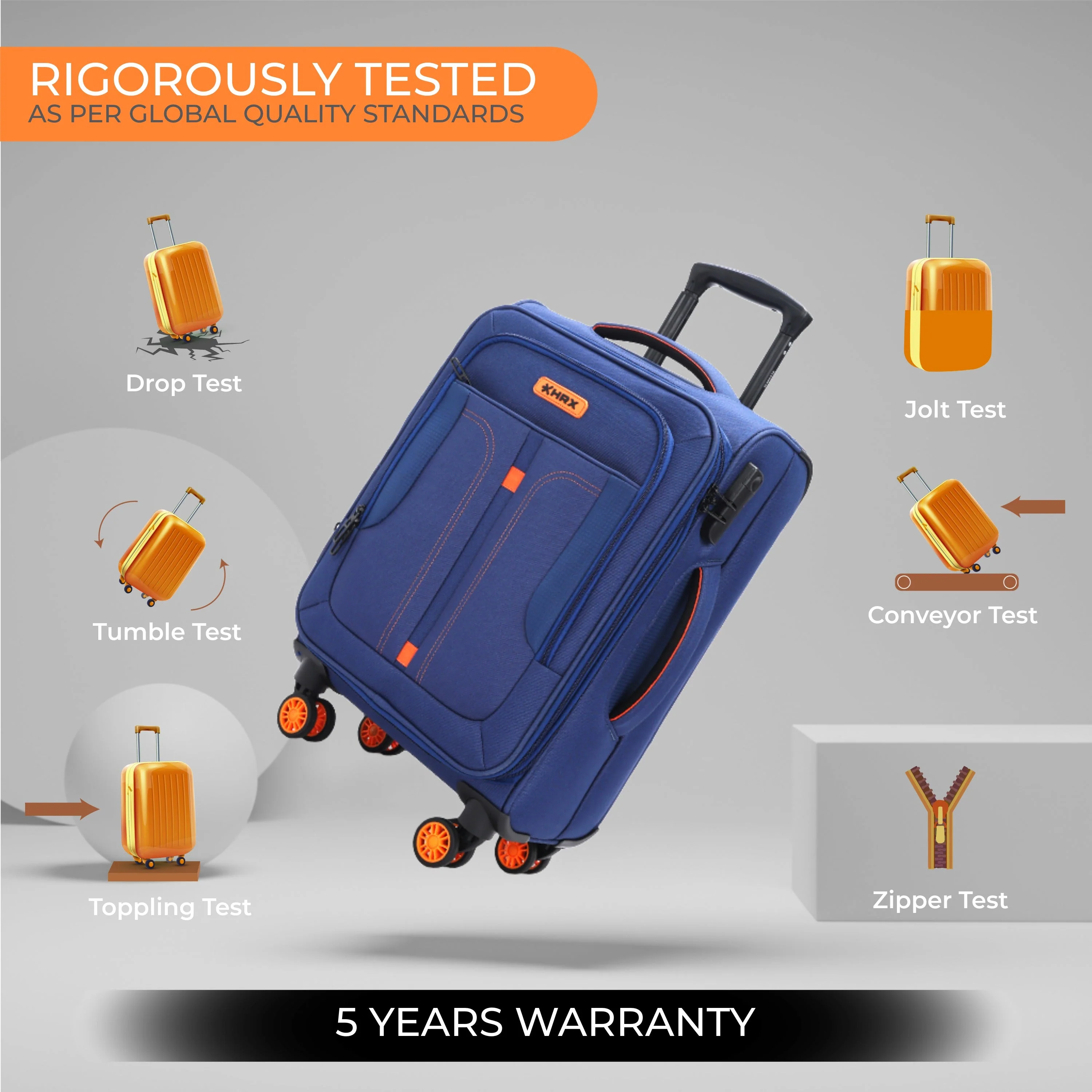 HRX Overdrive Spinner Trolley- Soft Body Luggage - Image 6