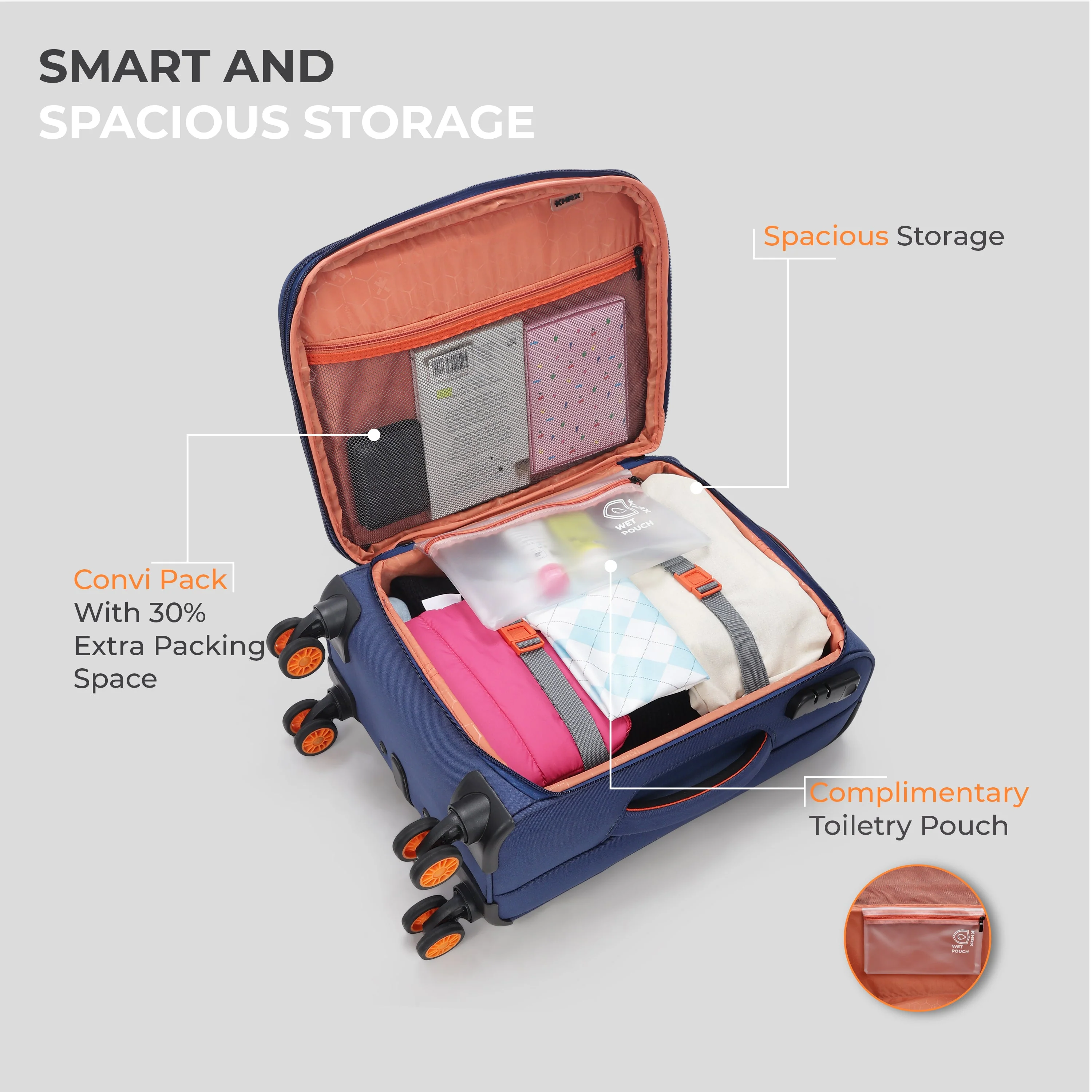 HRX Overdrive Spinner Trolley- Soft Body Luggage - Image 8