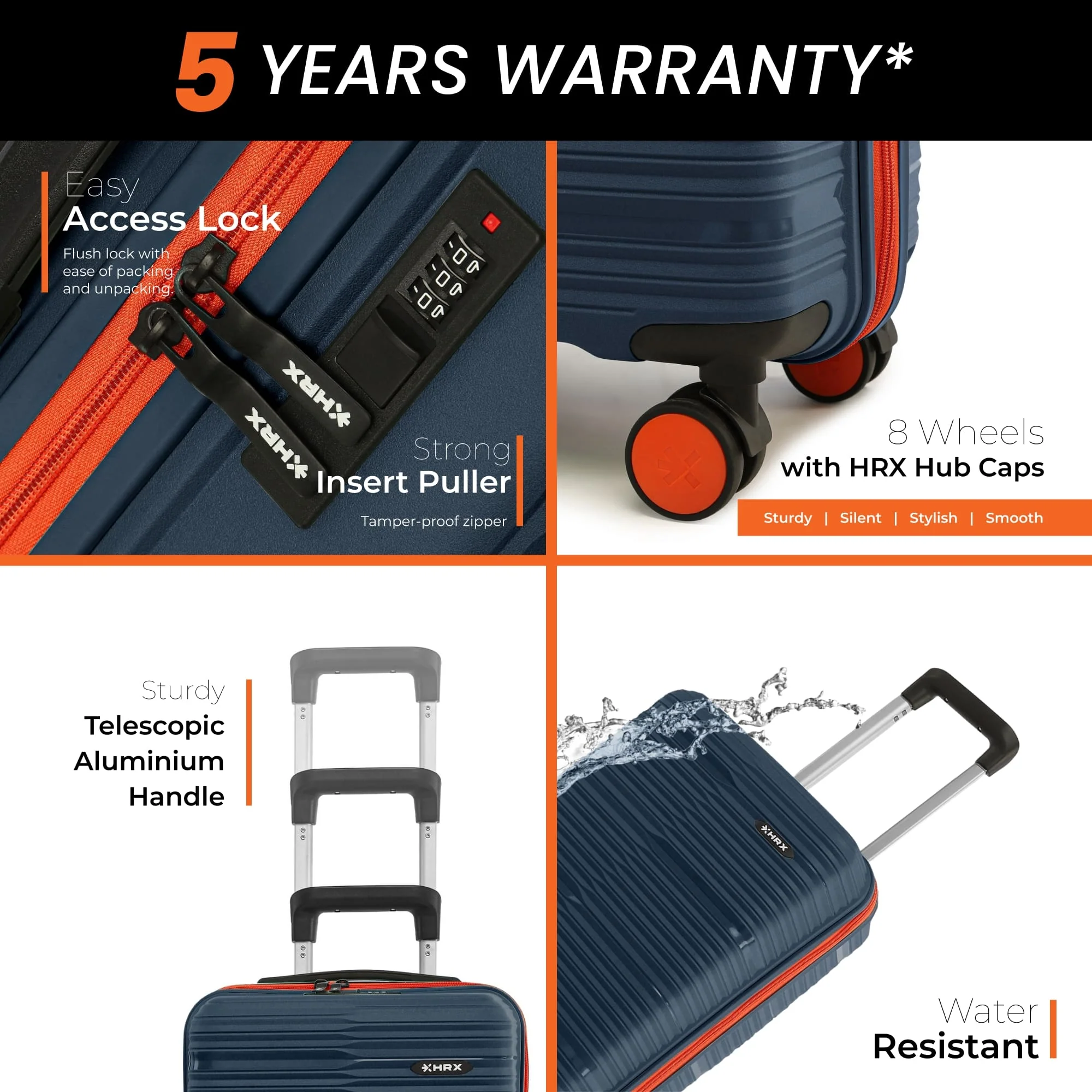 HRX by Hrithik Roshan Hard Body Set of 2 Luggage 8 Wheels - Zanzibar - Image 14