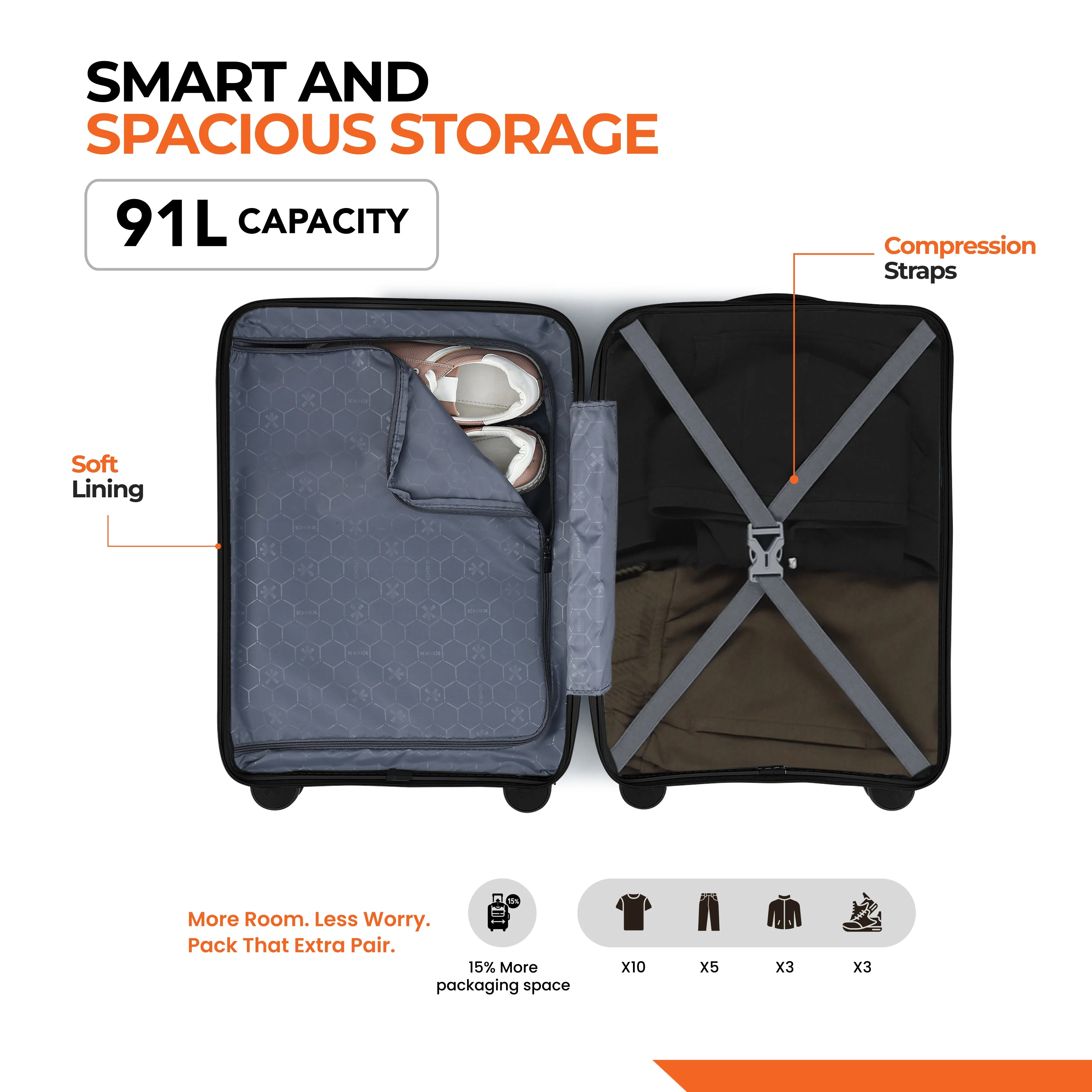 HRX by Hrithik Roshan Hard Body Set of 2 Luggage 8 Wheels - Zanzibar - Image 29