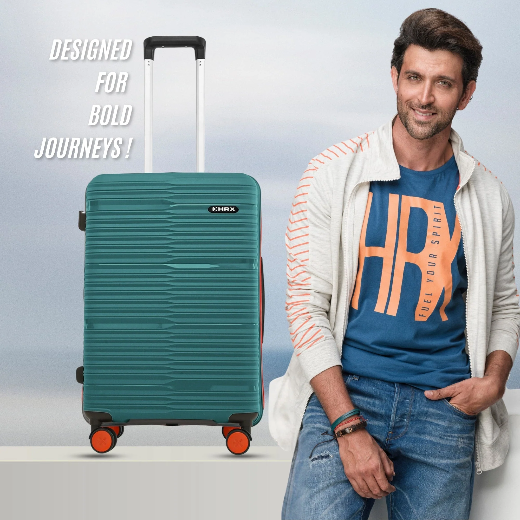 HRX by Hrithik Roshan Hard Body Set of 2 Luggage 8 Wheels - Zanzibar - Image 37
