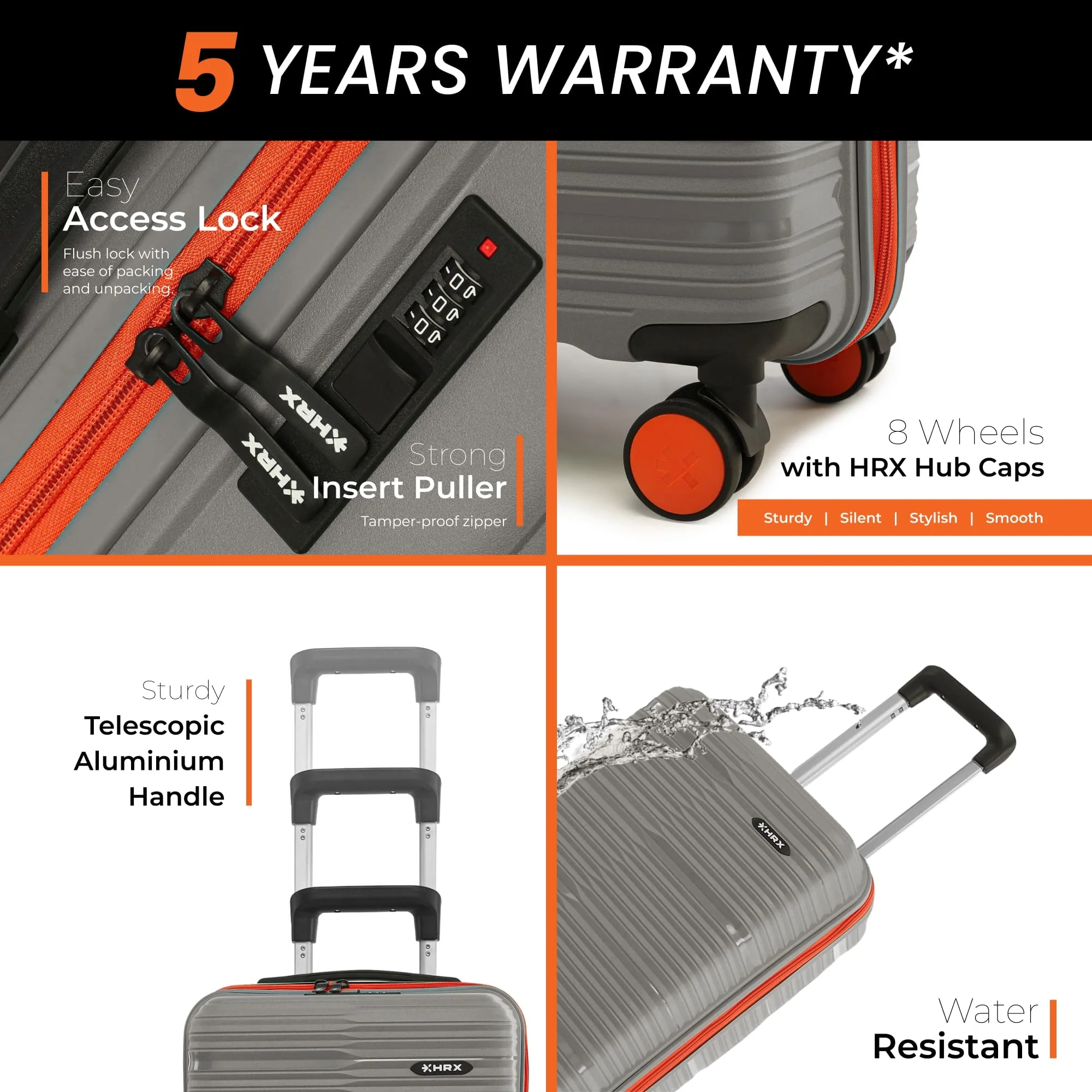 HRX by Hrithik Roshan Hard Body Set of 3 Luggage 8 Wheels - Zanzibar - Image 21