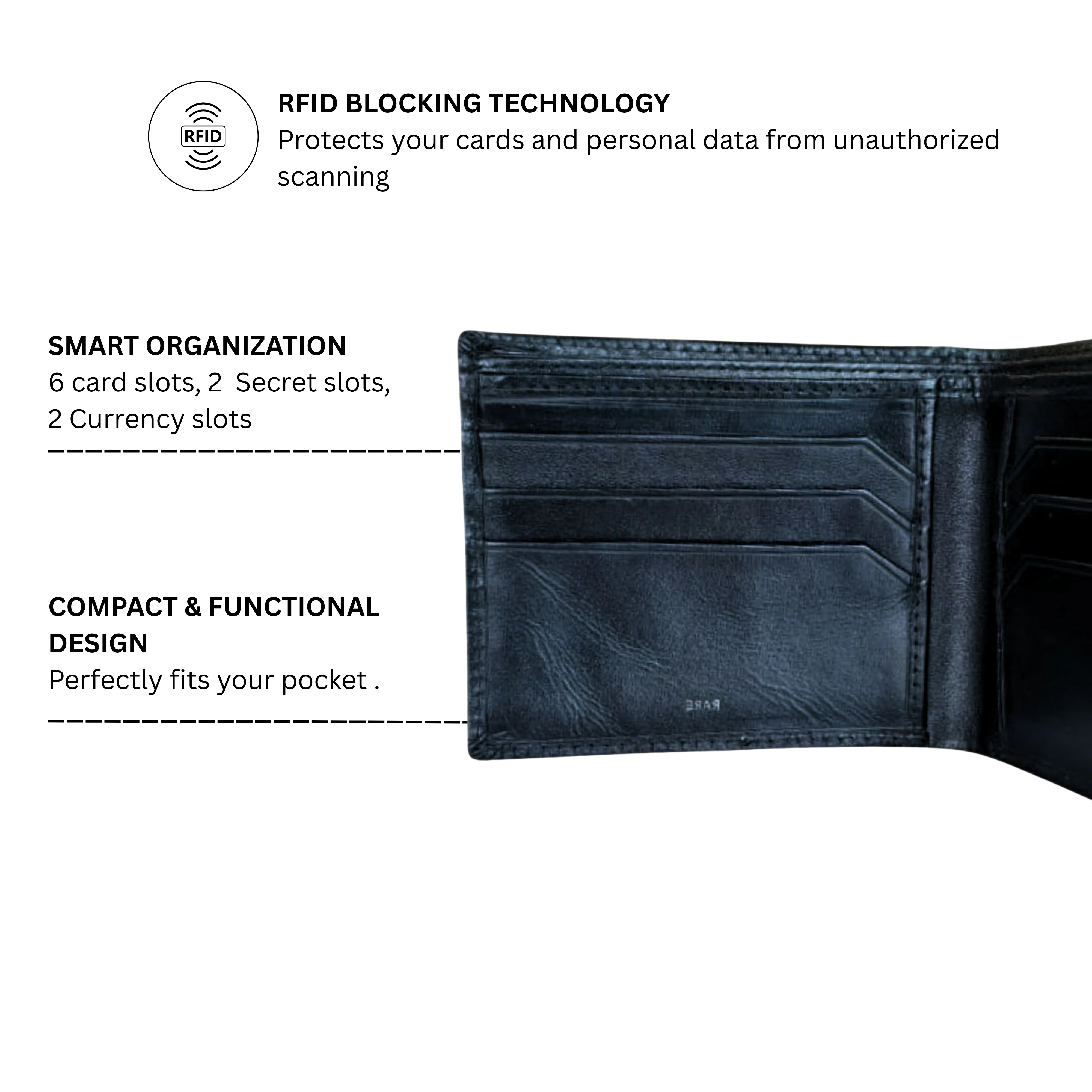 Rare rabbit' Corp 2 (Leather) Wallet-Bi-Fold (Cc)-Black - Image 3
